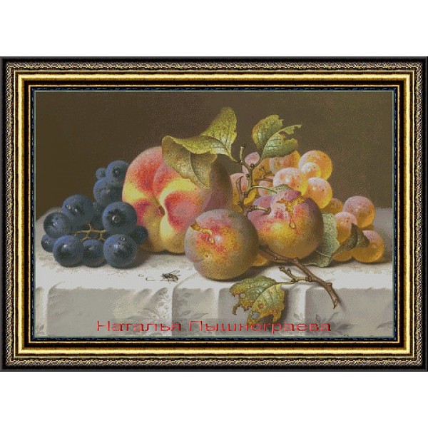 Натюрморт с персиками и виноградом 
